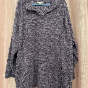 Woman Within Heathered Purple Quarter-Zip Pullover